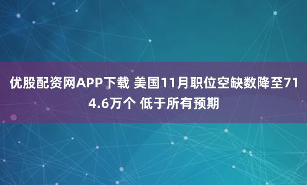 优股配资网APP下载 美国11月职位空缺数降至714.6万个 低于所有预期